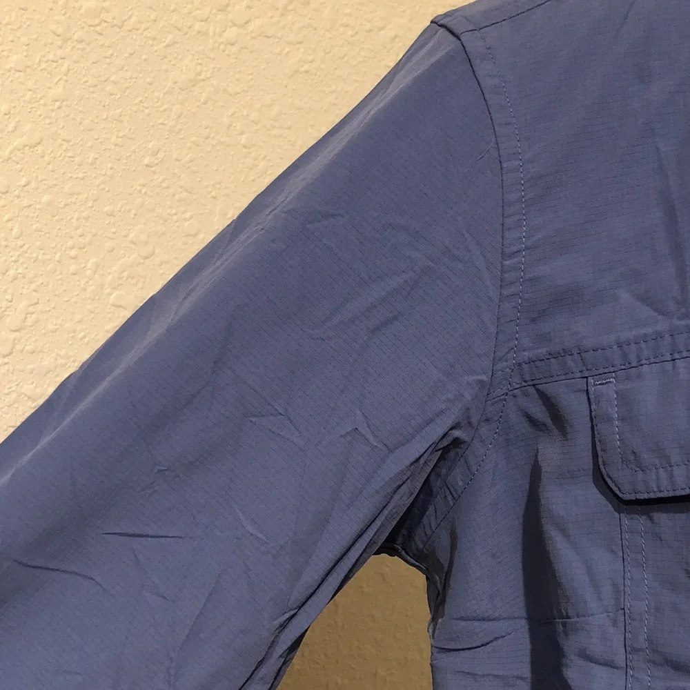 Eddie Bauer Mountain Ripstop Blue Button-Down Utility Shirt - Picture 3 of 16